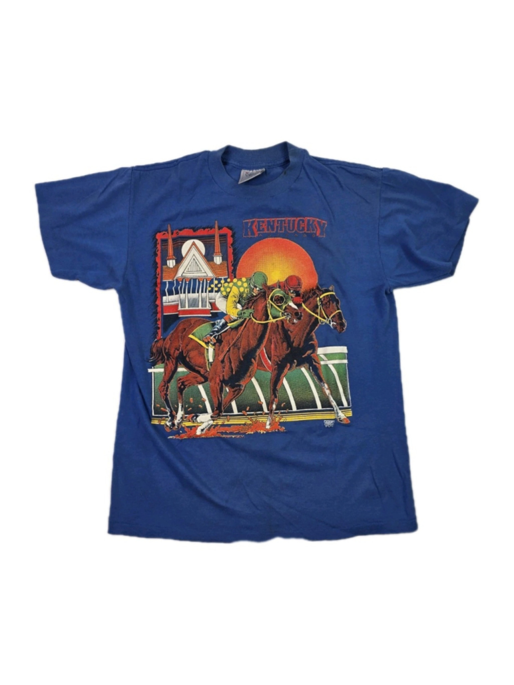 Vintage 90's Kentucky Derby Graphic Tee Churchill Downs Horse Racing Size Medium